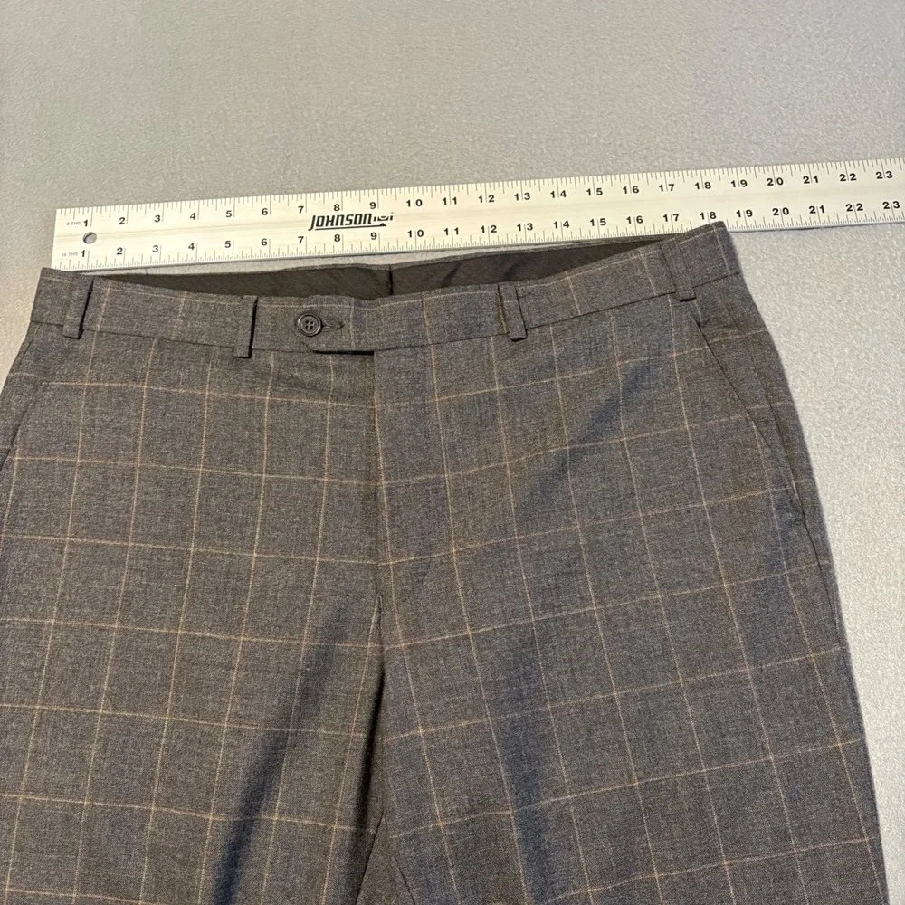 Ralph‎ Lauren Dress Pants Mens 36Wx30L Gray Windowpane Wool Trousers Canada Made